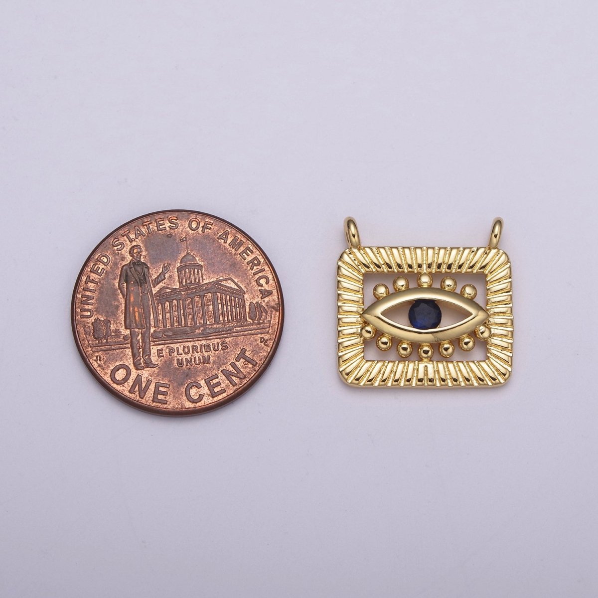 Micro Pave Evil Eye Connector Gold Square Eye Connector for Necklace Charm Link Connector Y-420