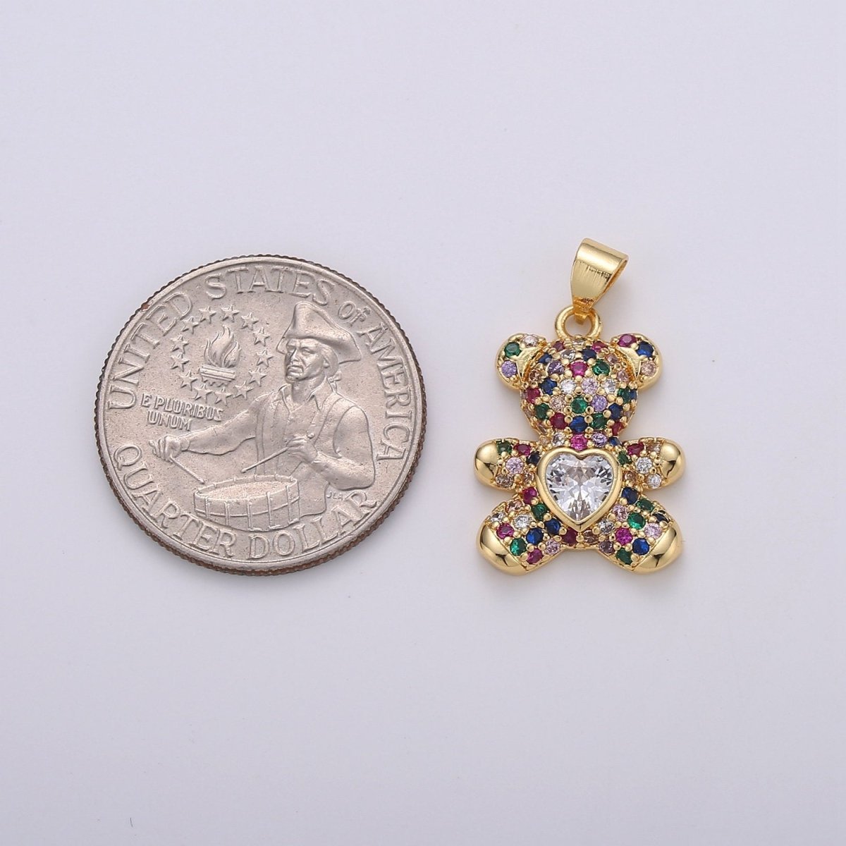 Micro Pave Gold Bear Charm Teddy Bear Charm Necklace Pendant / Keychain / Earrings / Kids Crafts I-747~I-749