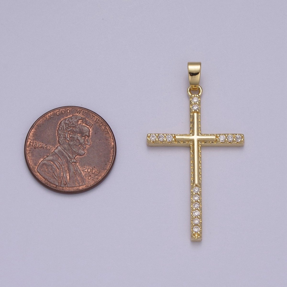 Micro Pave Gold Cross Pendant for Religious Jewelry Making N-600
