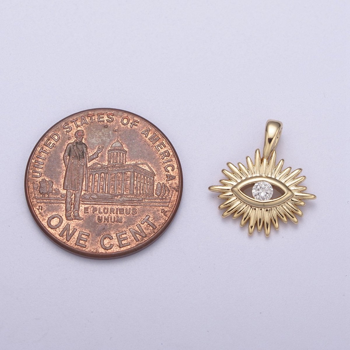 Mini 16K Gold Filled Evil Eye Sunburst Charm, Boho Charm, Evil Eye Charm Jewelry, Greek Eye Charm for Necklace Bracelet H-276