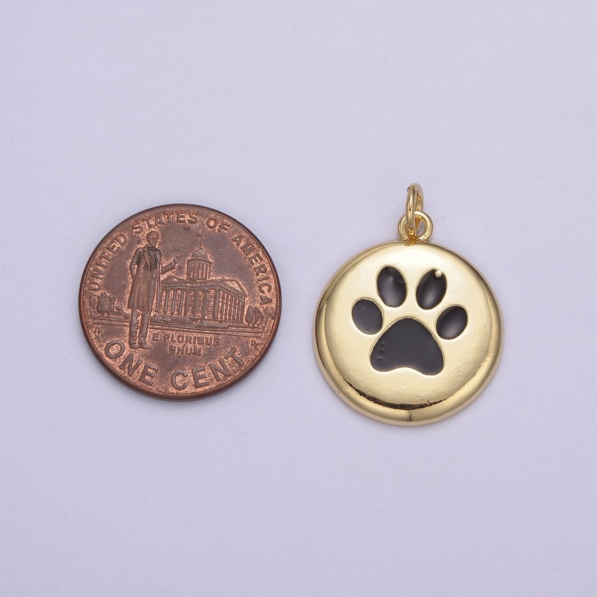 Mini Black Gold Dog Paw Print Animal Foot Charm for Bracelet Necklace Add on N-857