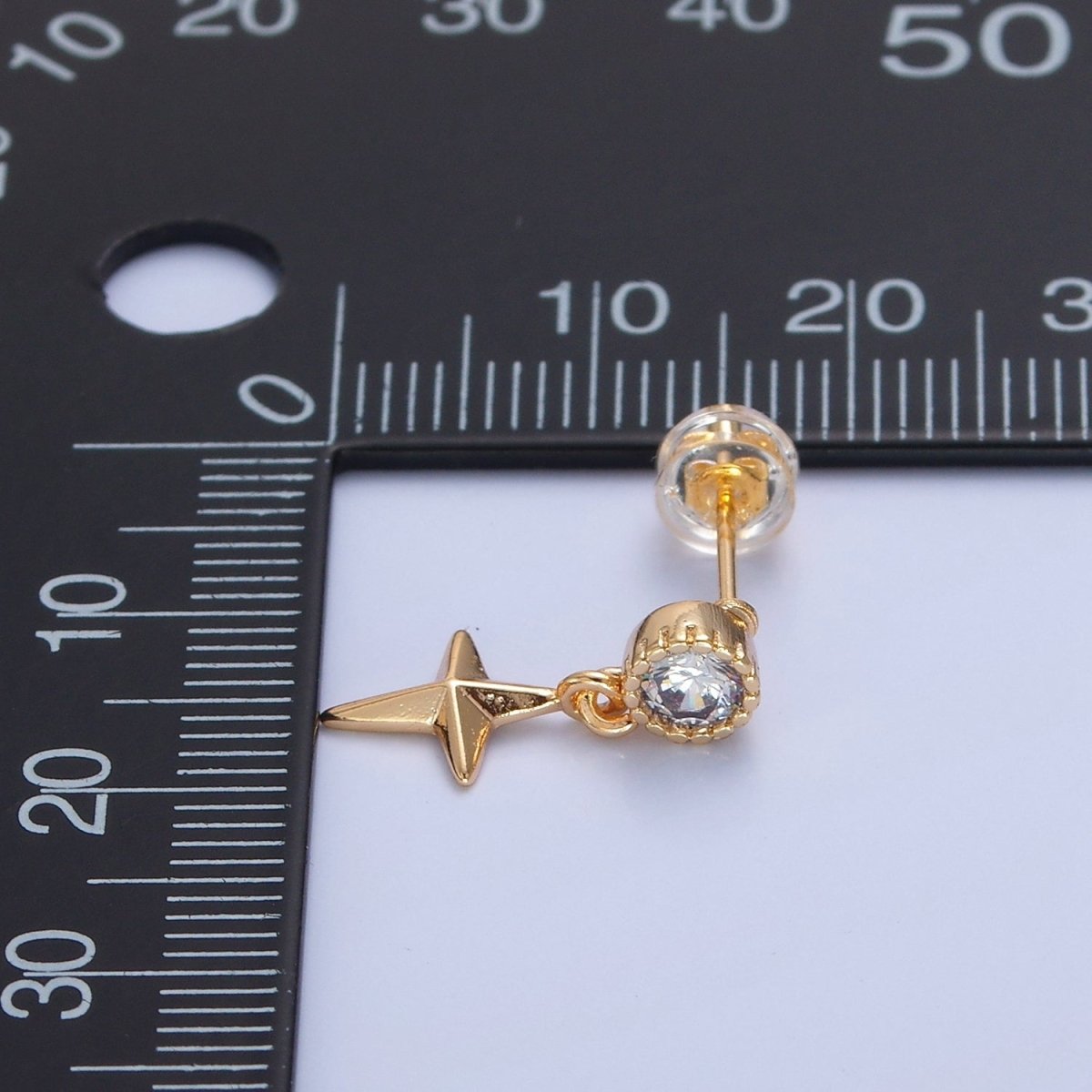 Mini Gold North Star Stud Earring Dangle Celestial Jewelry T-470