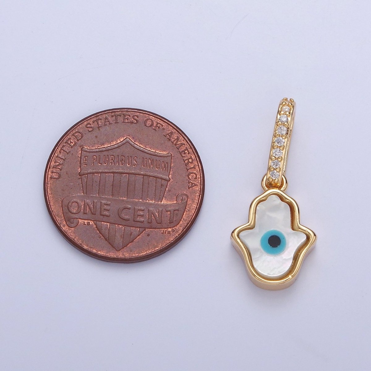 Mini Mother of Pearl Hamsa Hand Necklace Pendant Evil Eye Charm Micro Pave Religious Jewelry J-630