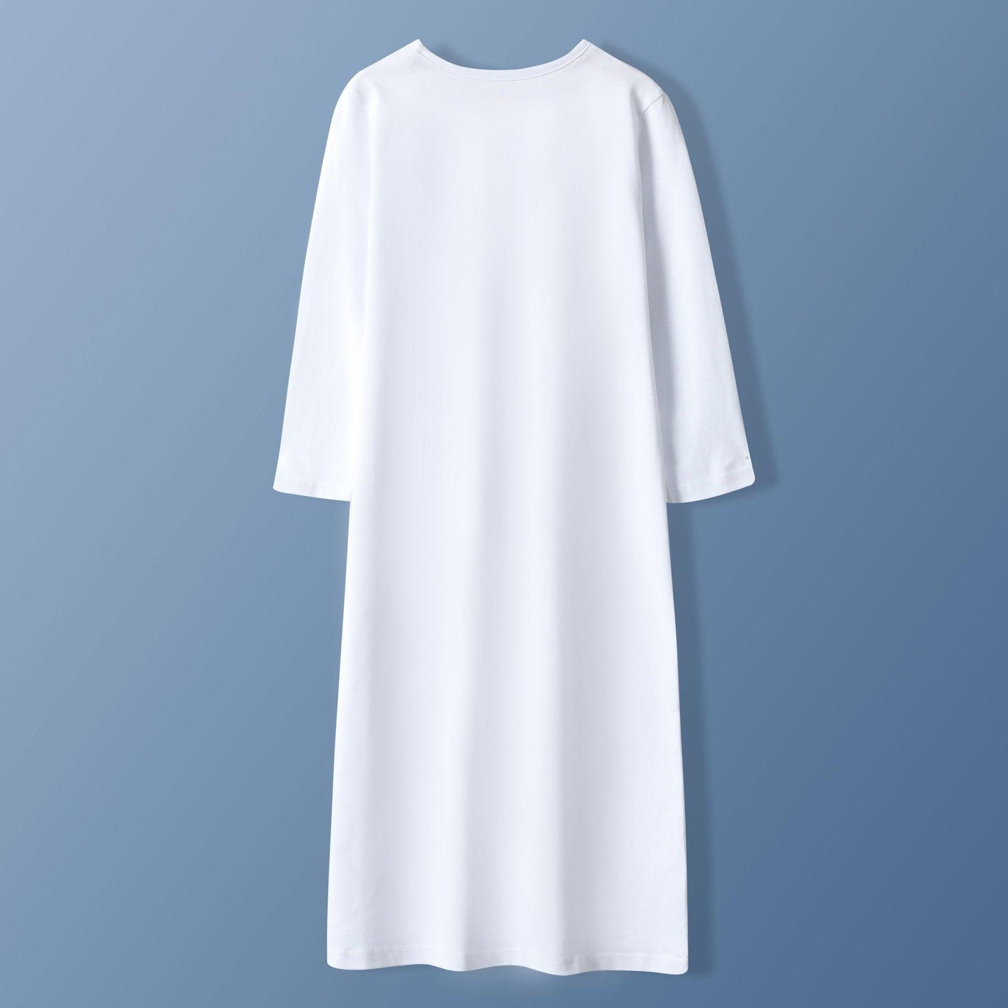 MKB009 Kids Round Neck Simple White Thobe