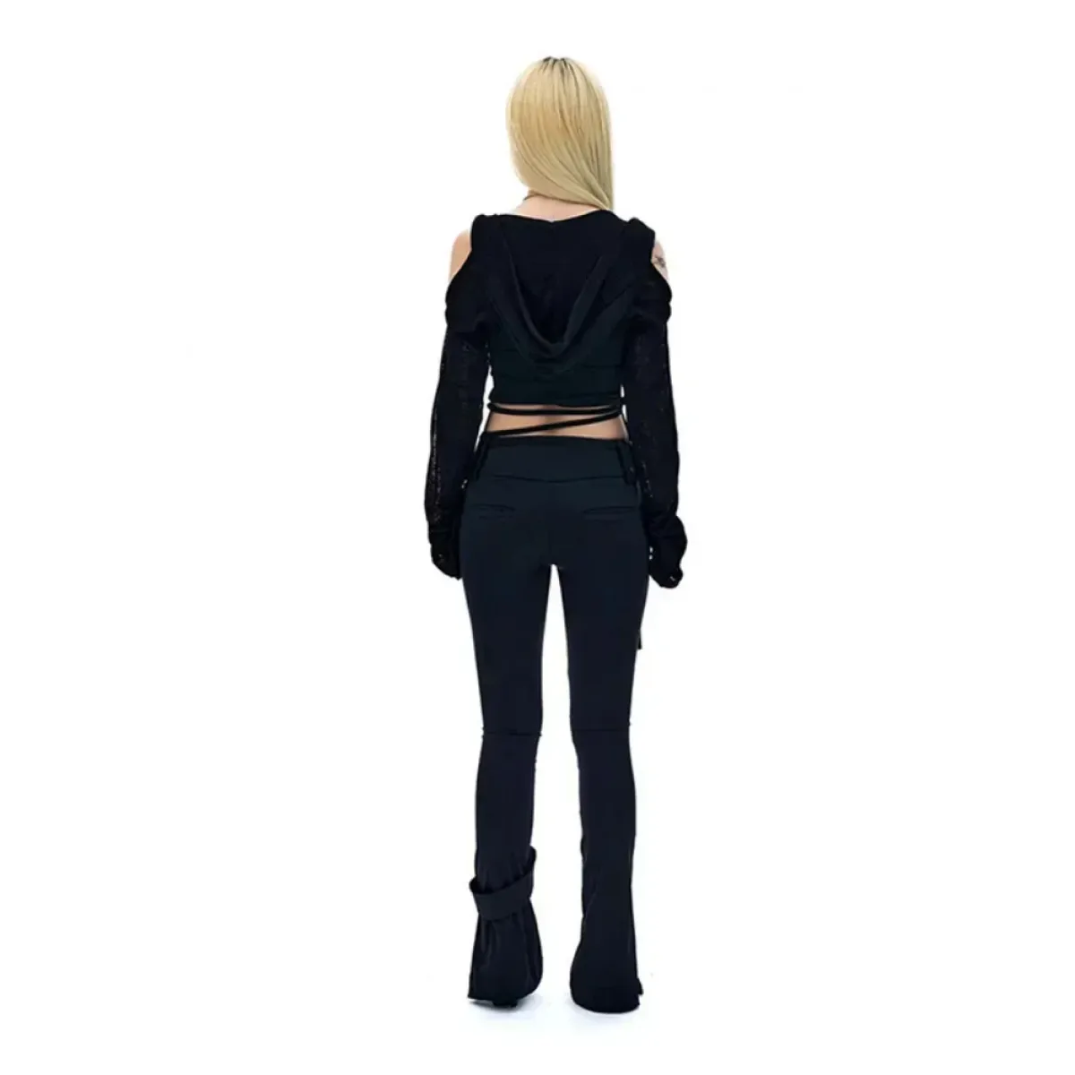 Modern Mystic Hooded Top โ Edgy Cutout Sleeves Pullover