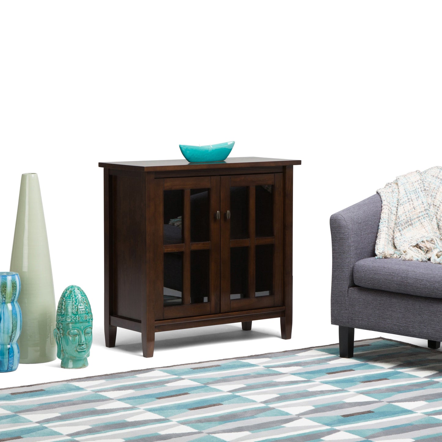 Warm Shaker 32" Wide Solid Wood Low Storage Cabinet in Tobacco