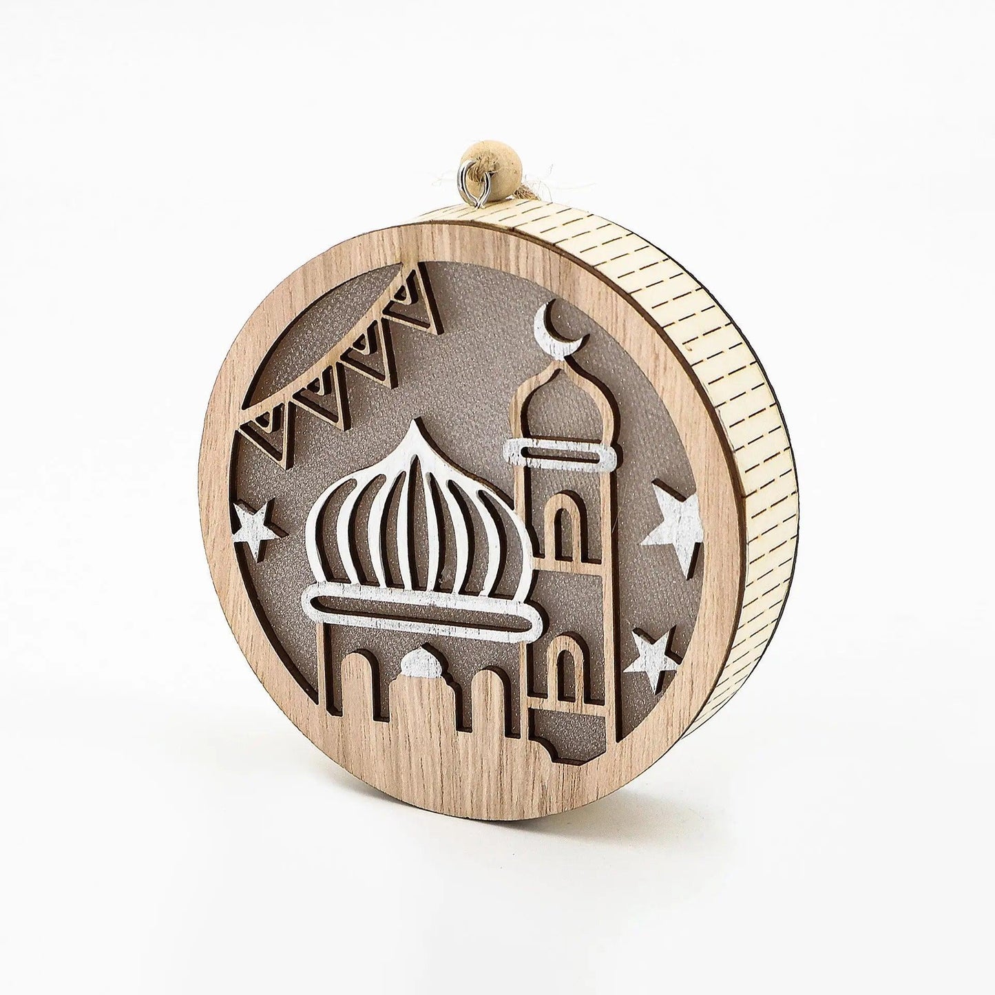 MR036 Eid Mubarak Wooden LED Luminous Pendant