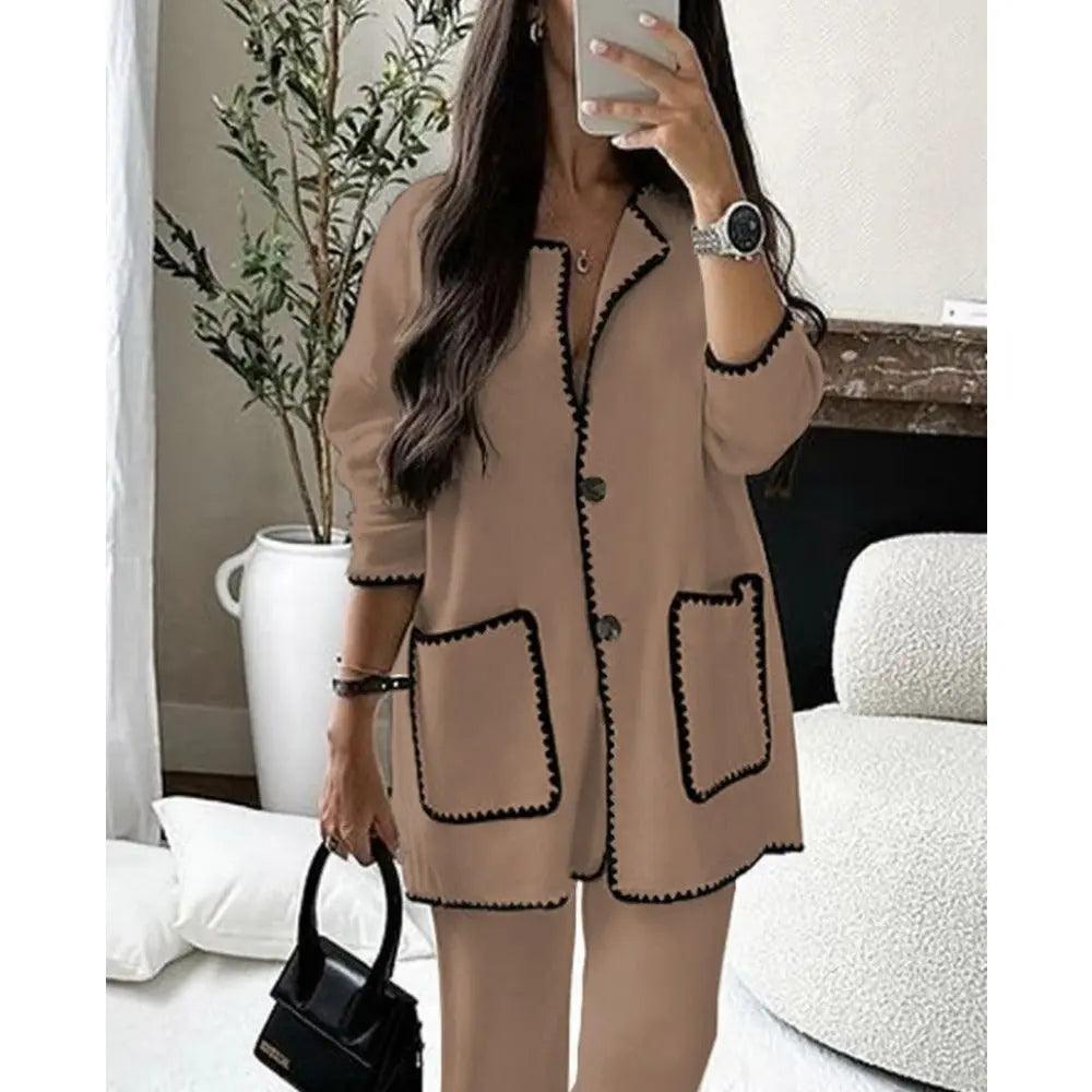 MS004 Fall Chunky Knit Cardigan Sweaters Casual Open Front Set