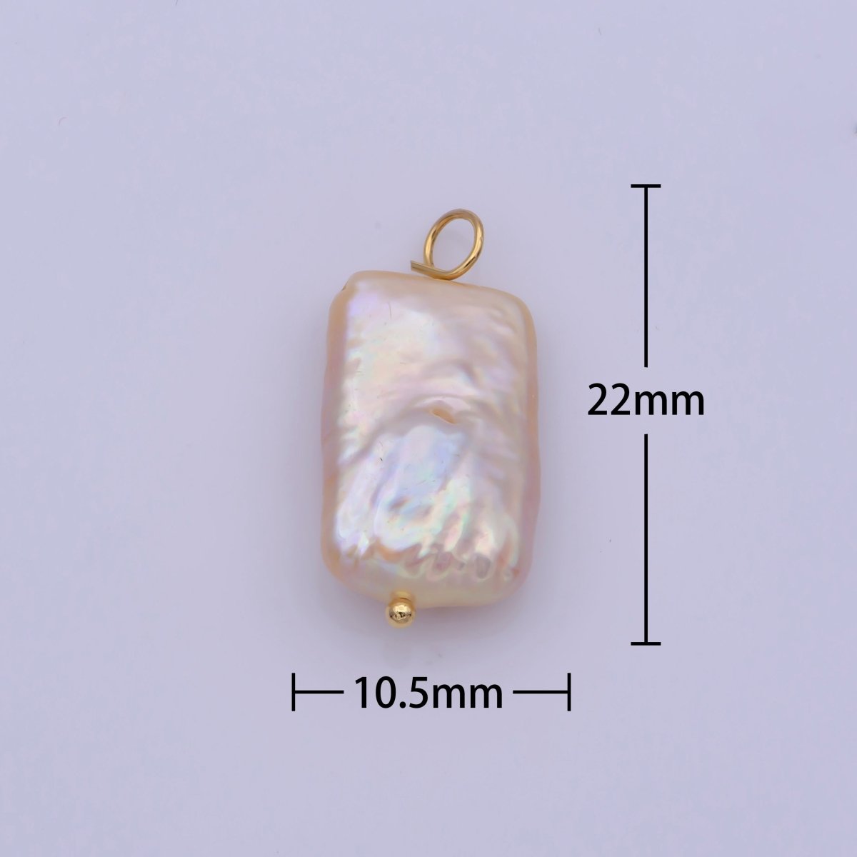 Natural White Rectangle Freshwater Pearl Charm High Luster Genuine Cultured Fresh water Pearl P-1853