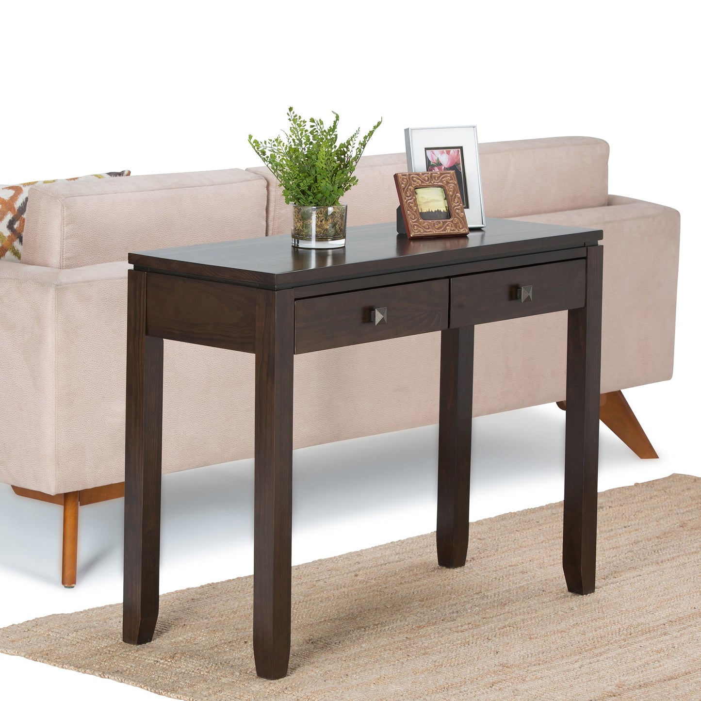 Cosmopolitan 38 Inch Wide Solid Wood Console Sofa Table in Mahogany