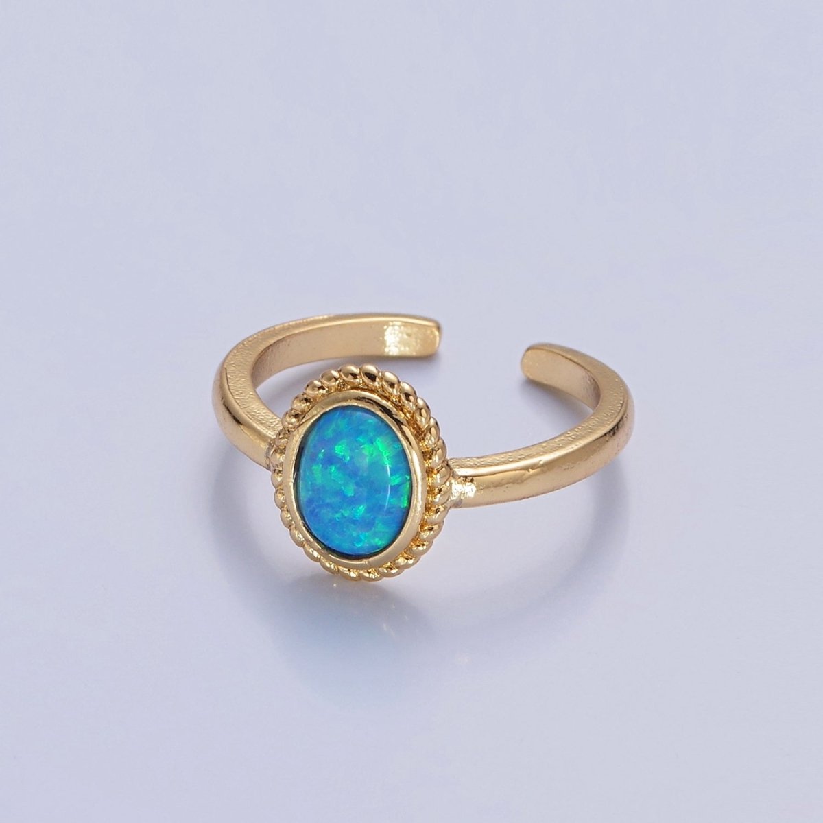 Ocean Blue Opal Gold Vintage Style Ring O-2222 O-2223