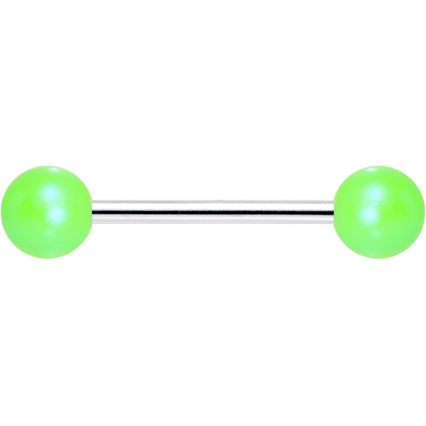 Matte Iridescent Neon Green 6mm Acrylic Ball Barbell Tongue Ring