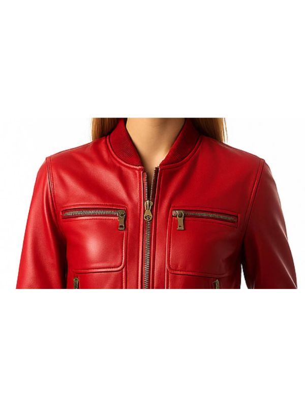 Charlotte Red Women’s Leather Jacket – Bold, Stylish, and Timeless