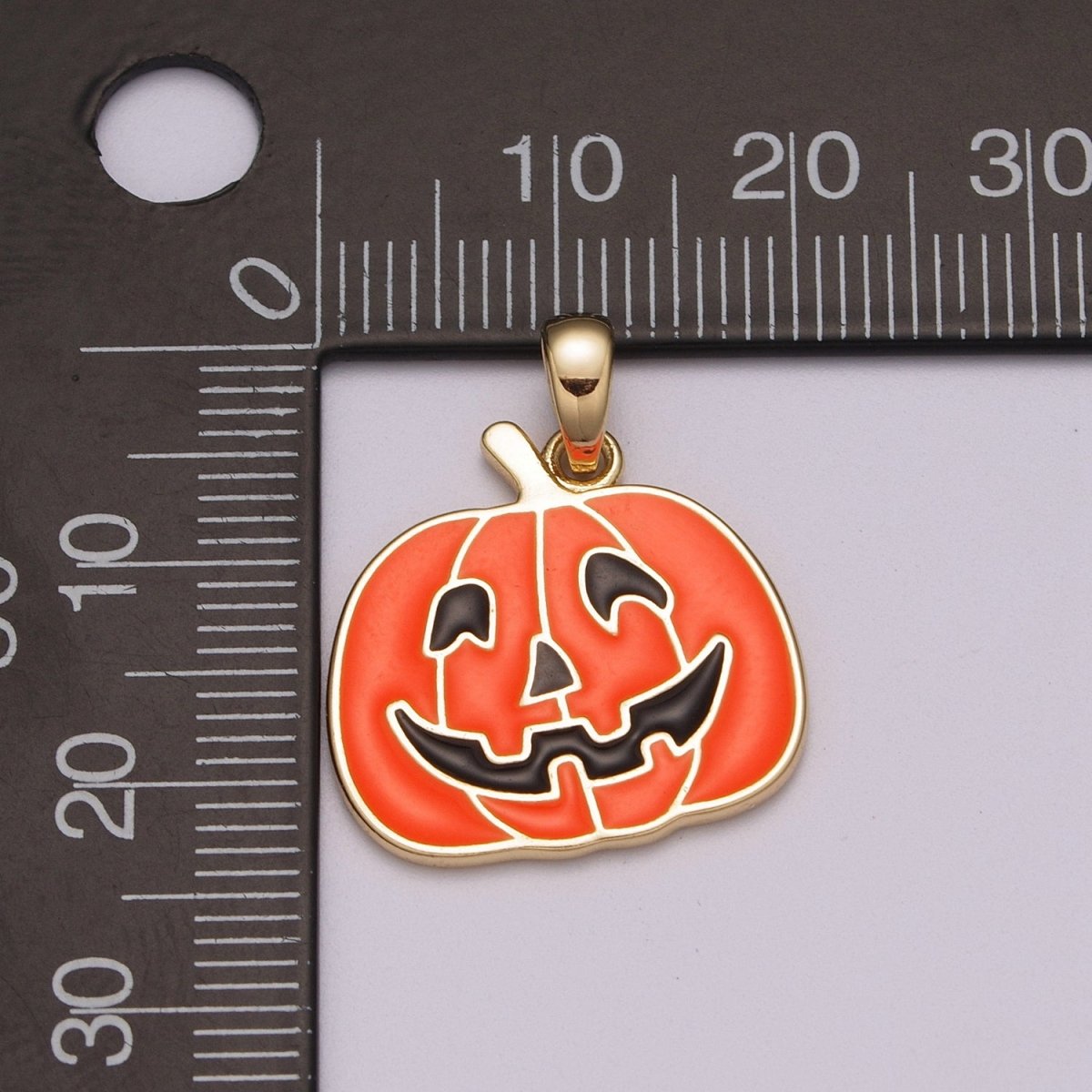 Orange Pumpkin Charm 18K Gold Filled Jack O Lantern Charms Halloween Jewelry Inspired Add on Charm for Necklace Earring Bracelet N-1422