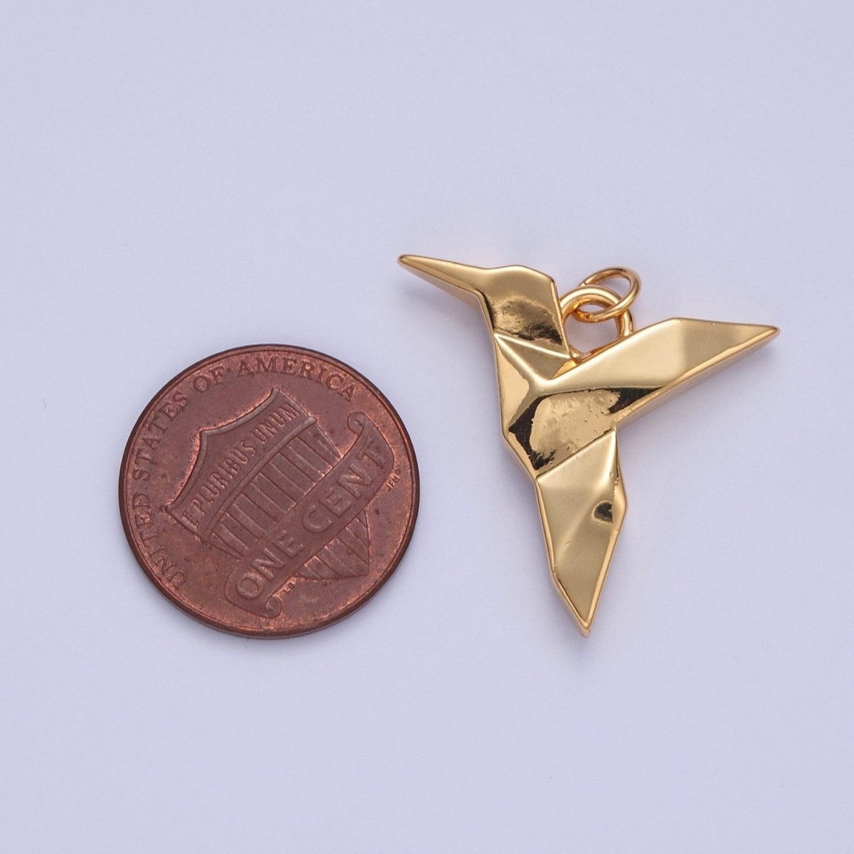 18K Gold Filled Origami Hummingbird Bird Animal Charm | X-077