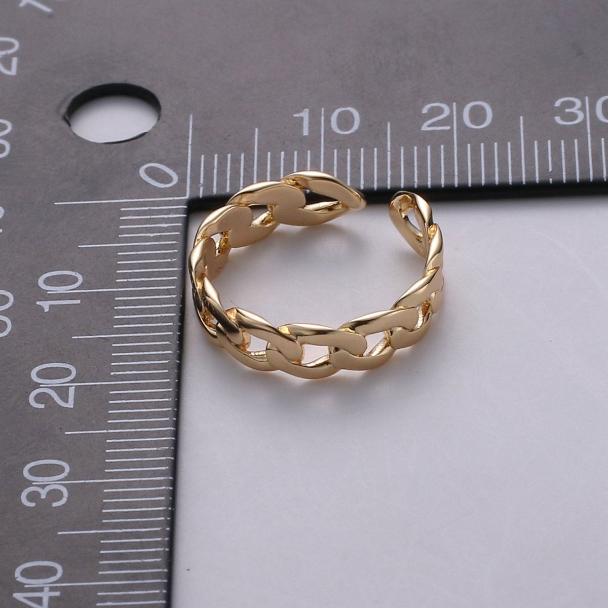 Gold Curb Chain Ring, Statement Ring, Chunky Link Chain Ring, Stackable Ring Thick Gold Ring Open Gold Ring gift for her R-045