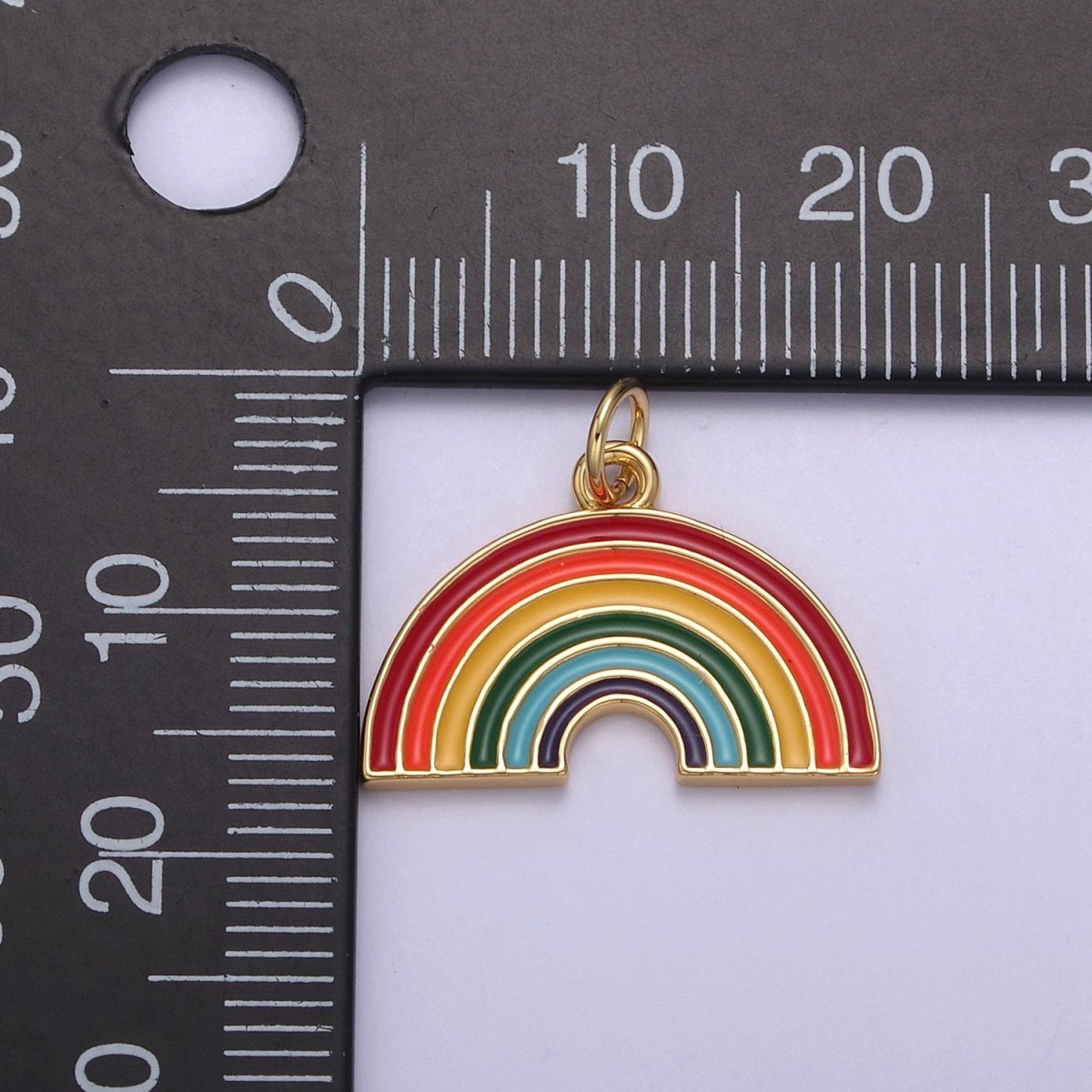 Mini Gold Filled Enamel Rainbow Charm Add on Charm for Bracelet Necklace Earring Supply N-744