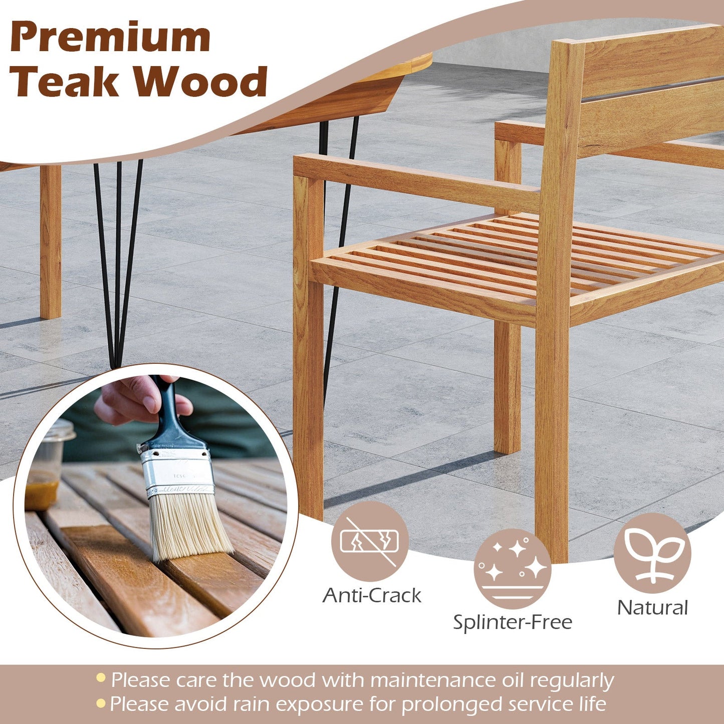 Outdoor Patio Dining Teak Wood Armchair