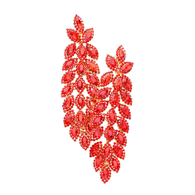 Oversized Crystal Rhinestone Marquise Evening Earrings