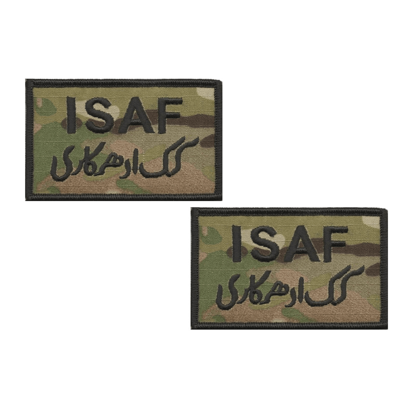 U.S. Army International Security Assistance Force ISAF w/ Black Border OCP Patch with Hook Fastener (pair)