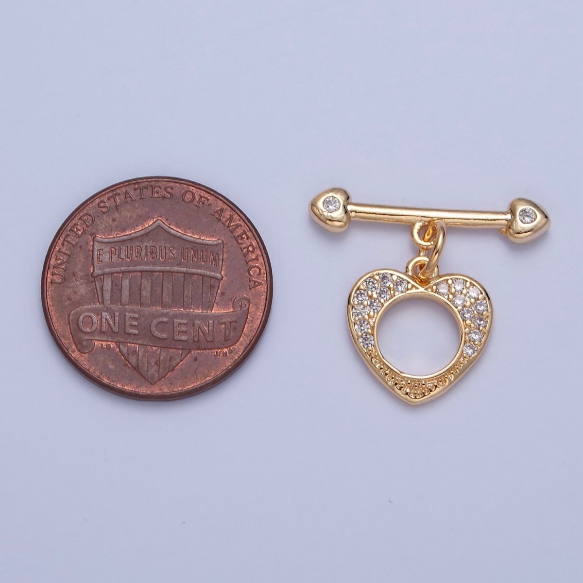 Pave Heart Toggle Clasps Gold Plated Bracelet Clasp, Necklace Closure, Clasp Finding, Jewelry Finding L-760