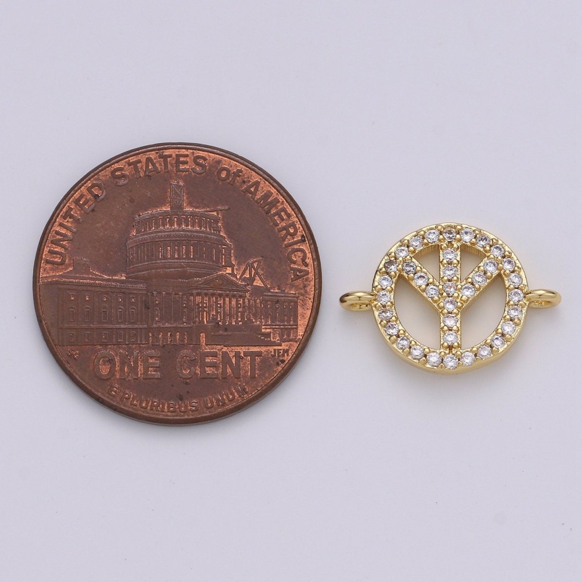 Peace Sign Charm, Gold Peace Sign, Micro Pave Charms, Gold Charms, Peace Symbol, Pave Pendants, Cubic Peace Bracelet Connector F-505