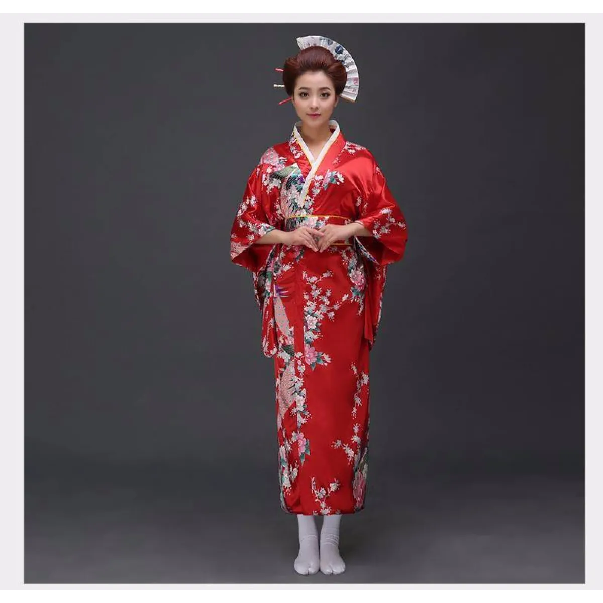 Peacock Printed Floral Women's Yukata