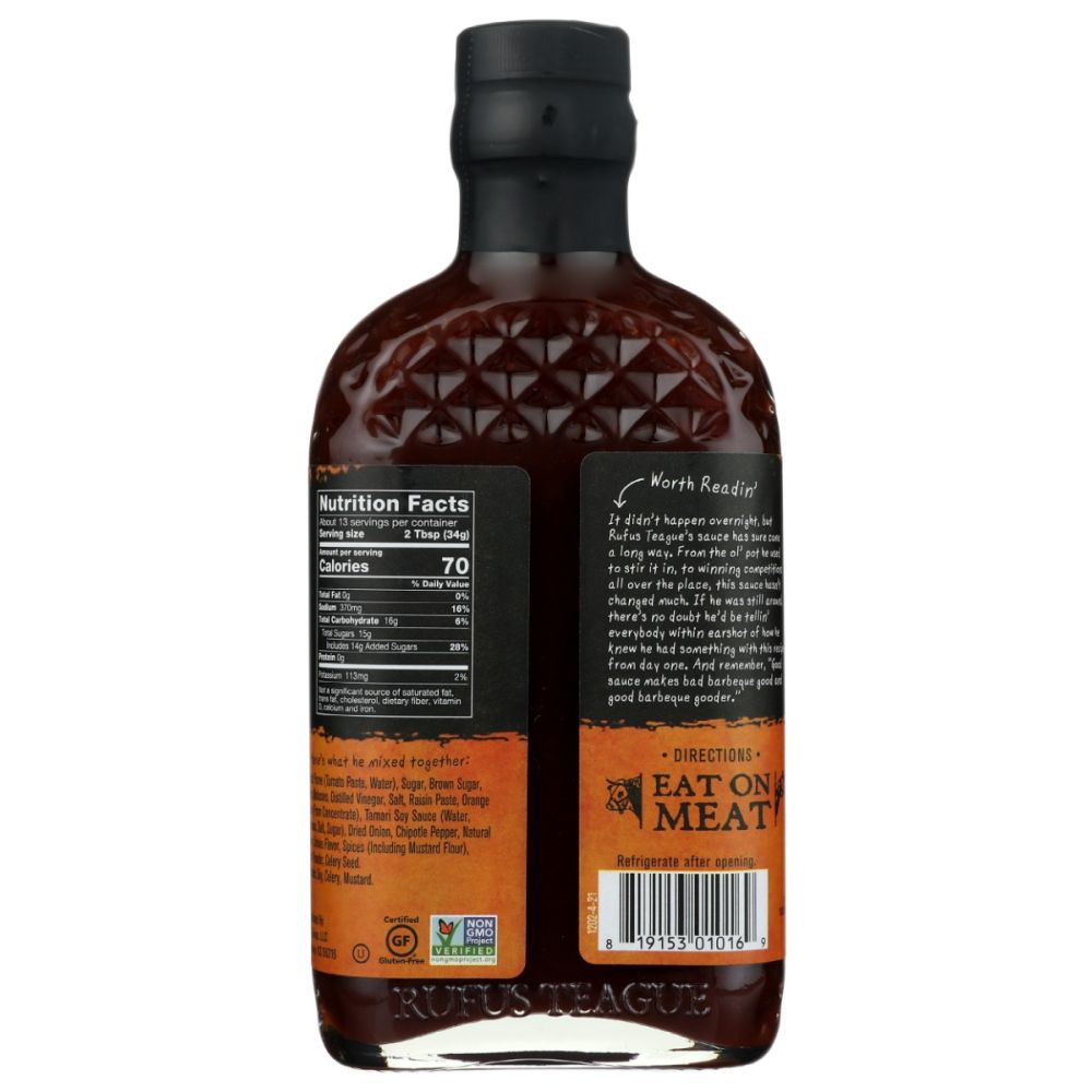 RUFUS TEAGUE: Touch O Heat BBQ Sauce, 15.25 oz