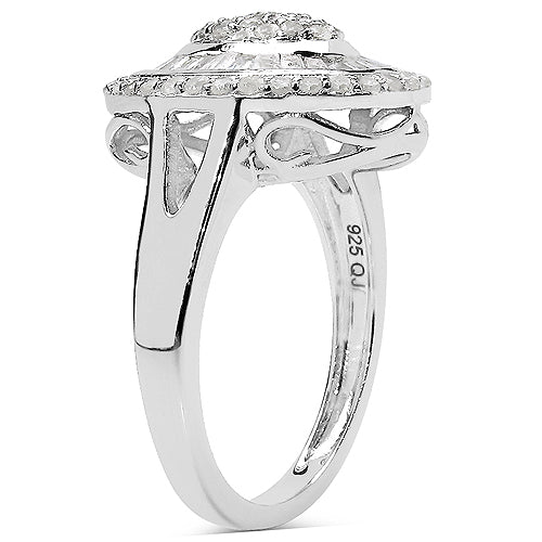 1.08 Carat Genuine White Diamond .925 Sterling Silver Ring
