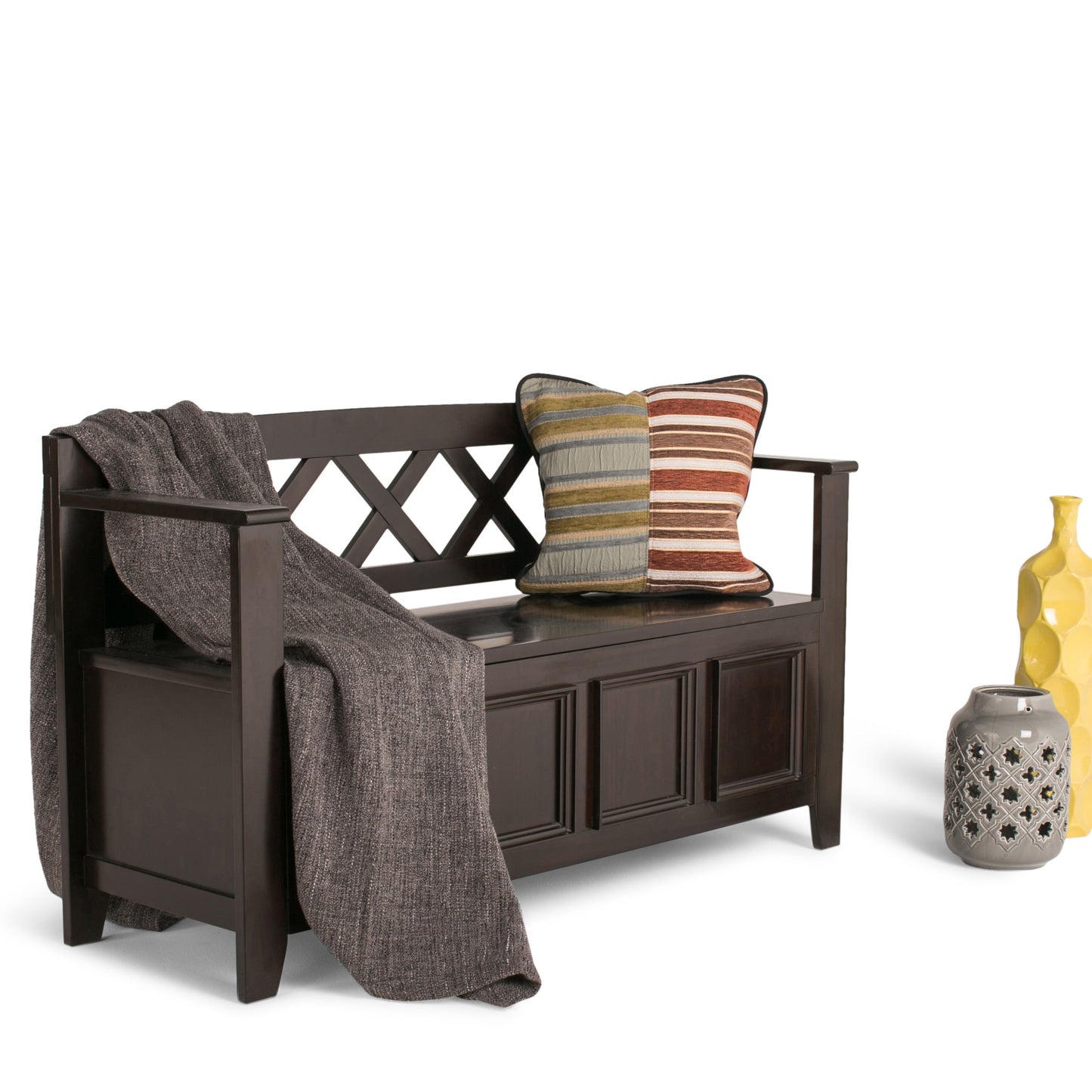 Amherst Solid Wood Entryway Storage Bench in Hickory