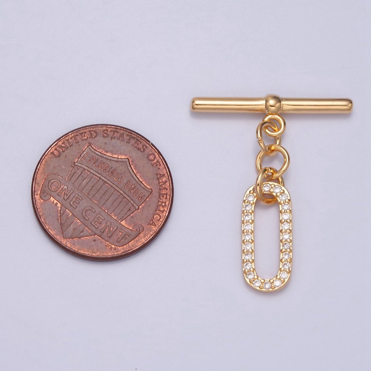 Real 18K Gold Plated Toggle Clasps • Gold Oval Toggle Clasps • Micro Pave cubic zirconia Toggle Clasps L-740