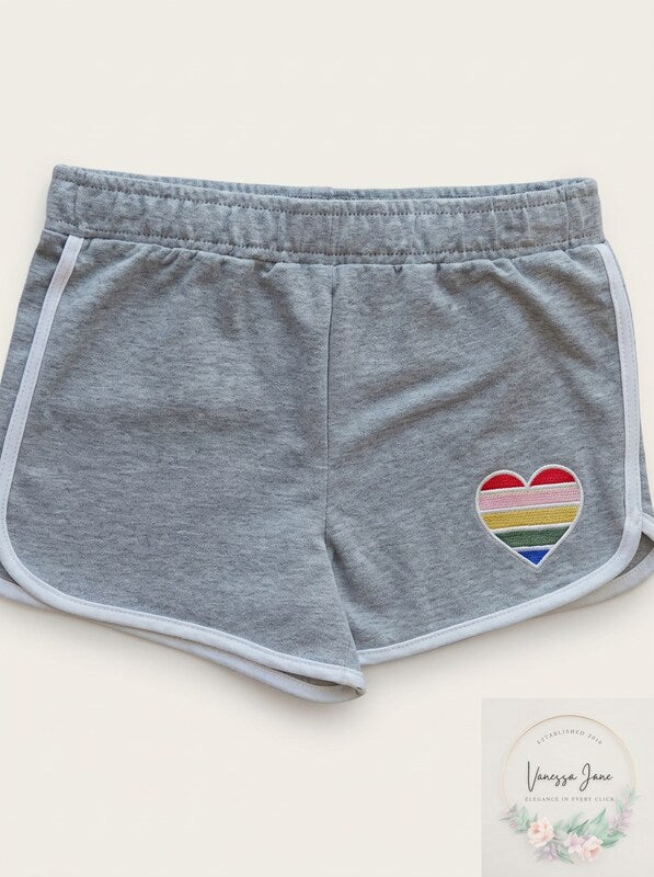 Ideology Little Girls Rainbow Heart Shorts, Size 2T