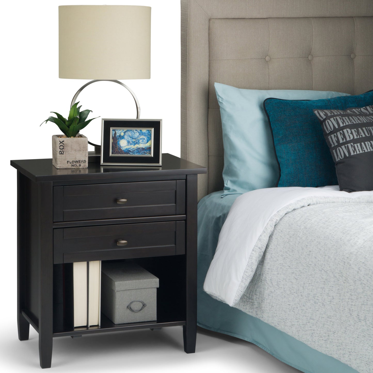 Warm Shaker Solid Wood 24 Inch Wide Transitional Nightstand in Hickory