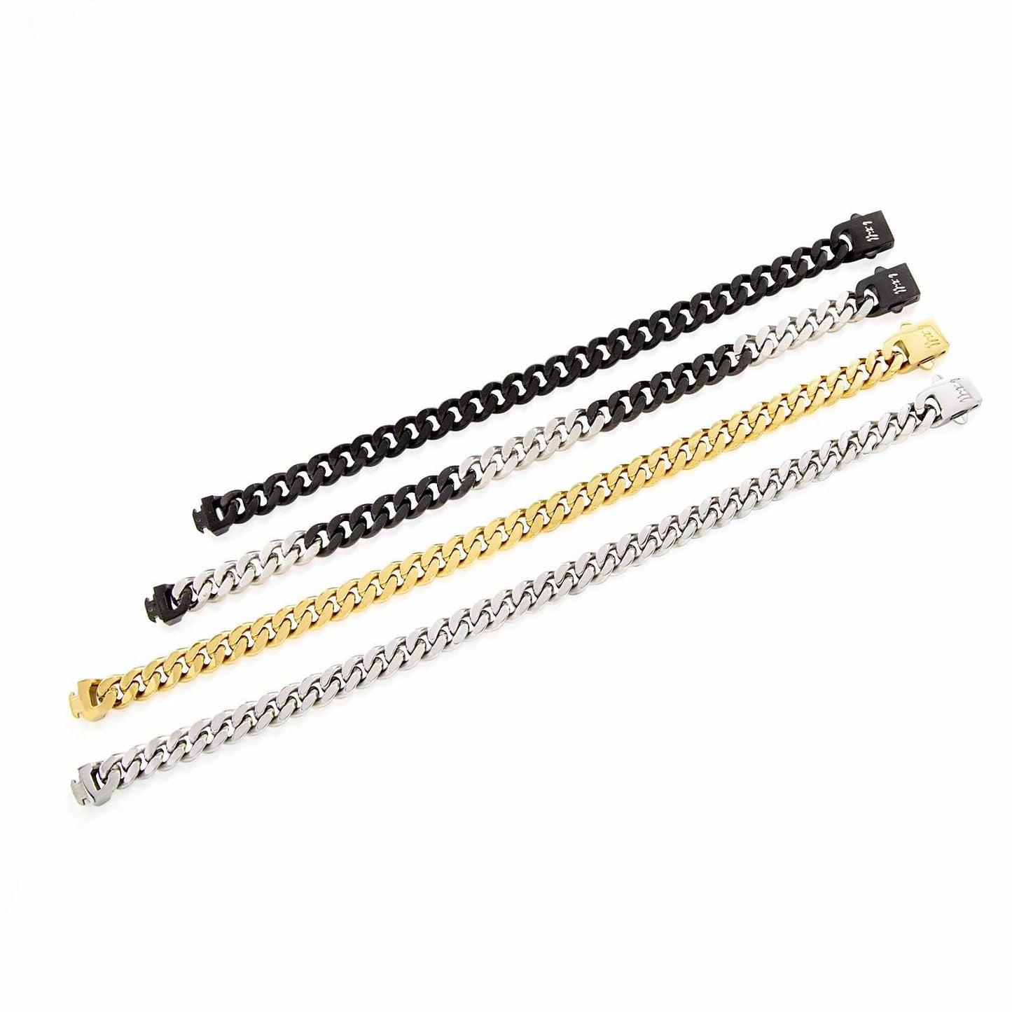 BG138B B.Tiff 8mm Black Flat Cuban Link Bracelet