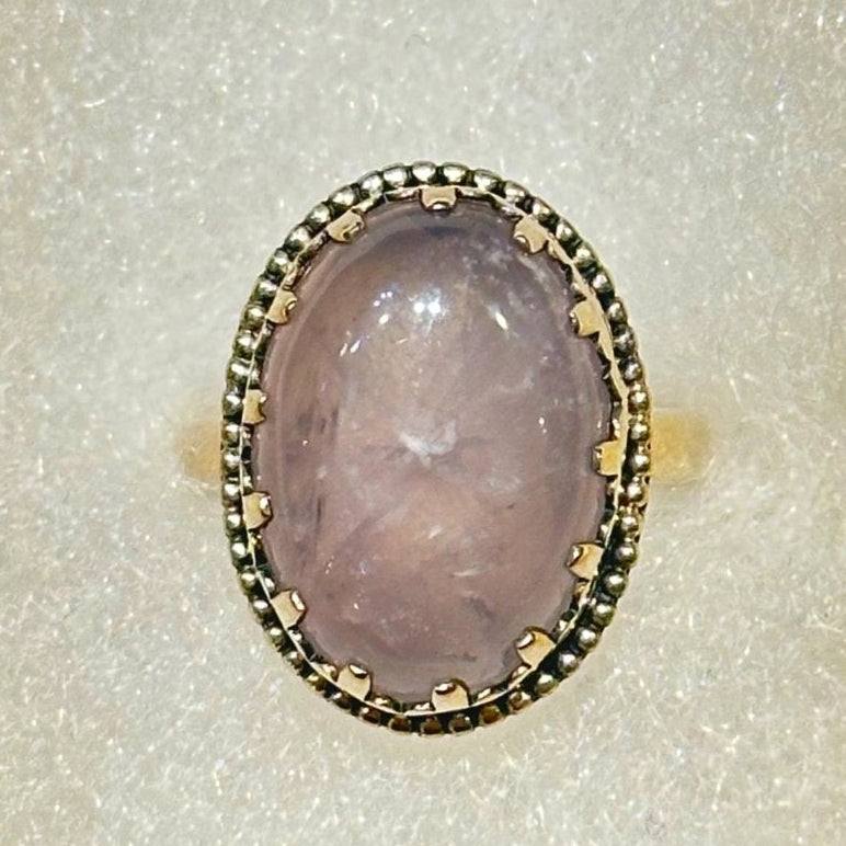 Rose Quartz Ring Size 8 - “Throned”