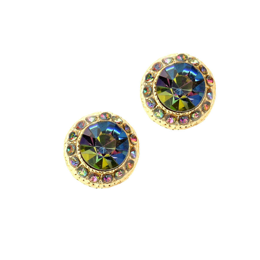 Women's Round Stone Stud Evening Earrings