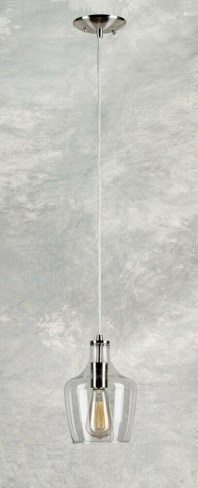 Forte 2679-01-55 9 One Light Cord-Hung Glass Mini Pendant, Brushed Nickel