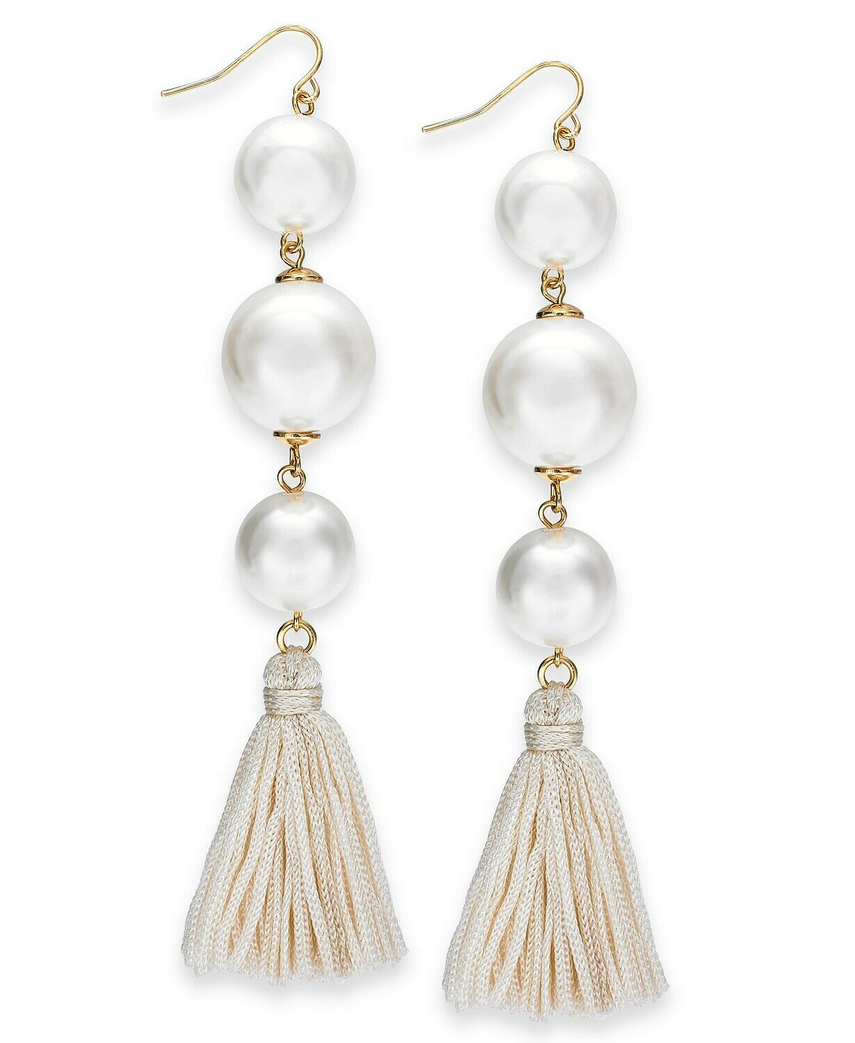 Thalia Sodi Gold-Tone Imitation Pearl and Tassel Drop Earrings
