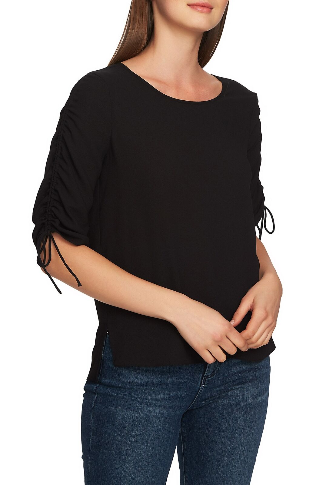 1.State Women's Ruched-Sleeve Top,Size Small