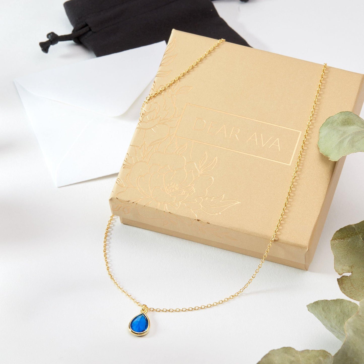 September Birthstone / Sapphire Crystal Charm Necklace