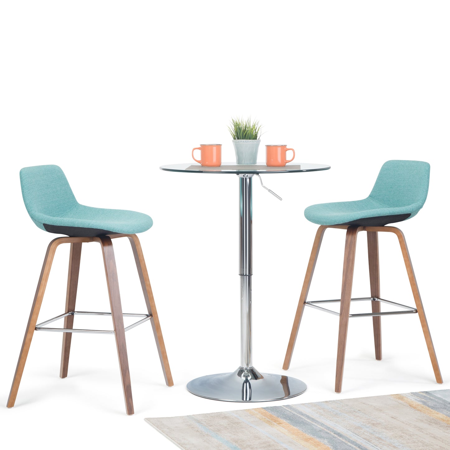 Randolph 28 Inch Seat Height Bentwood Counter/Bar Height Stool in Aqua