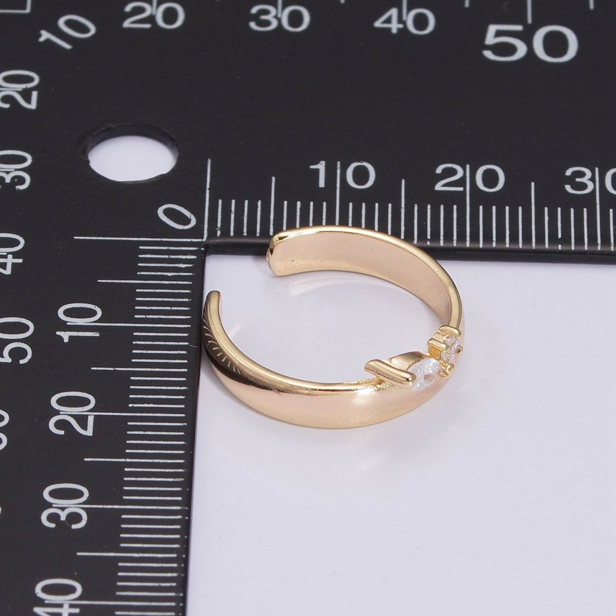 Single Marquise Ring, Cz Ring Stacking Rings Open Adjustable Birthday Gift for Her, Anniversary Gift, Crown Gold Ring S-305