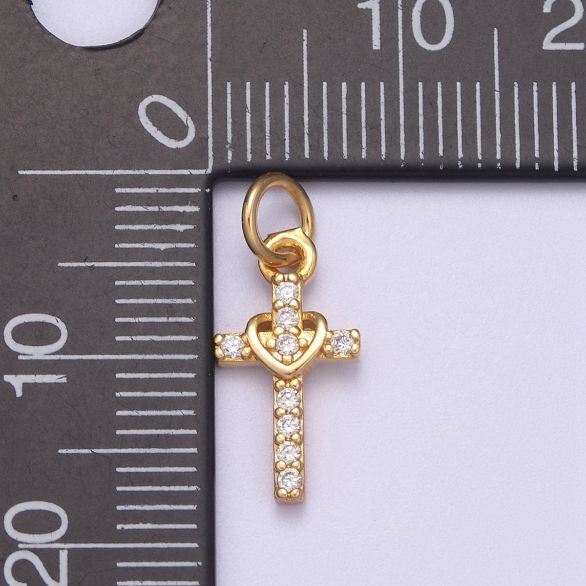 Small Cross Charm Pendant 16K Gold Filled CZ Micro Pave Small Cross Charm Pendant Cross Necklace Tiny Cross Cubic Zirconia N-281