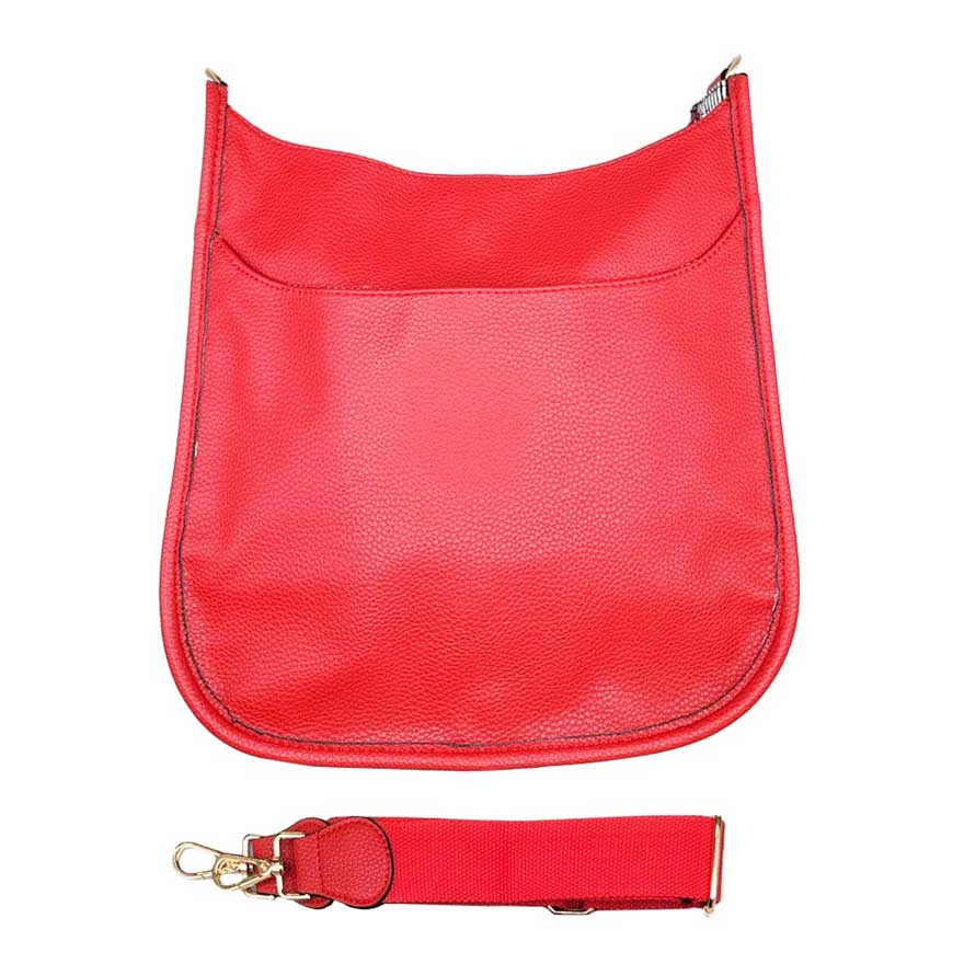 Solid Colored Faux Leather Adjustable Crossbody Tote Handbag