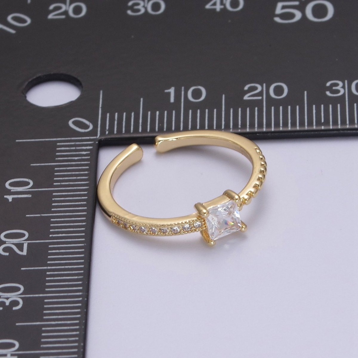 Solitaire Ring Princess Cut Square Diamond CZ Gold Wedding Engagement Bridal Anniversary Ring S-376