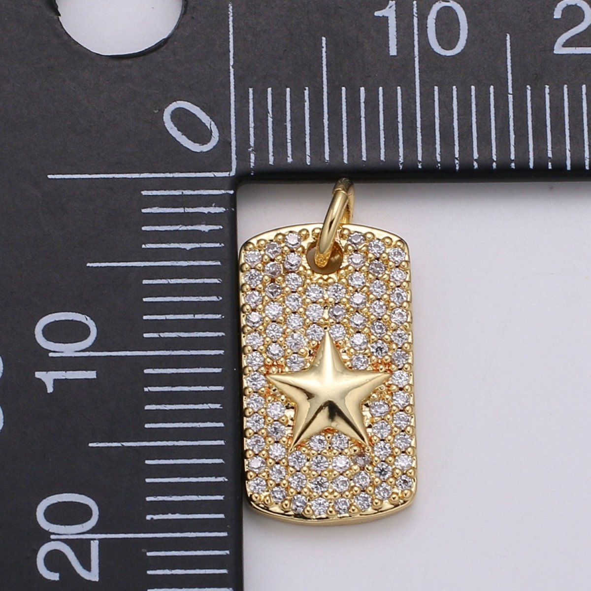 Square Star Charm Gold Filled Crystal Star Charm E-137