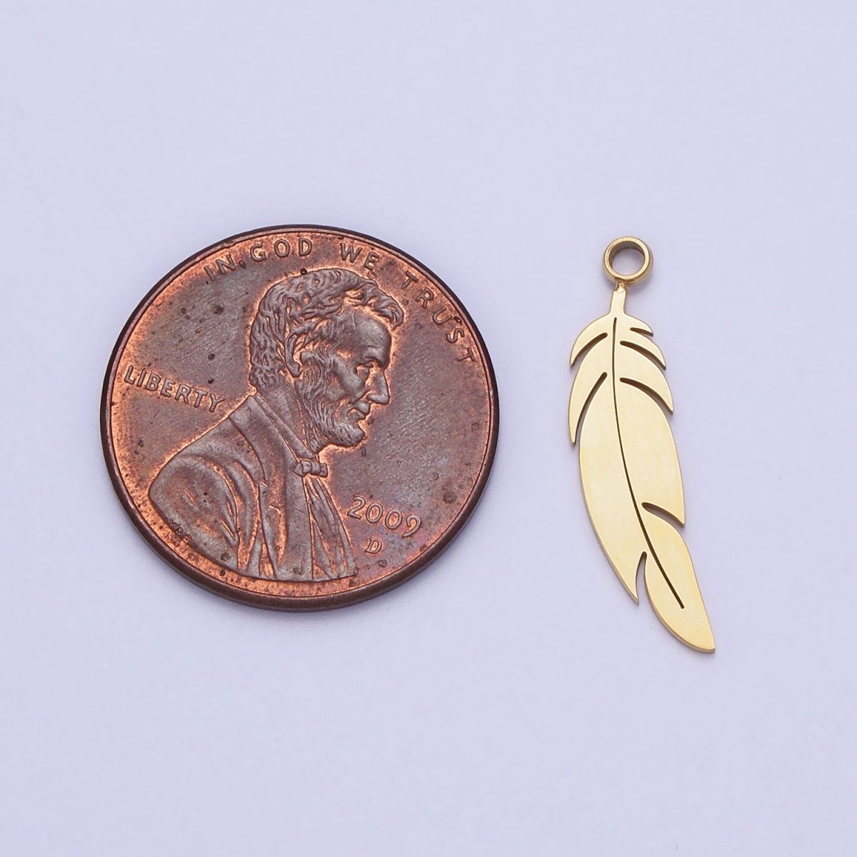 Stainless Steel Animal Feather Nature Leaf Charm in Gold & Silver | P-900