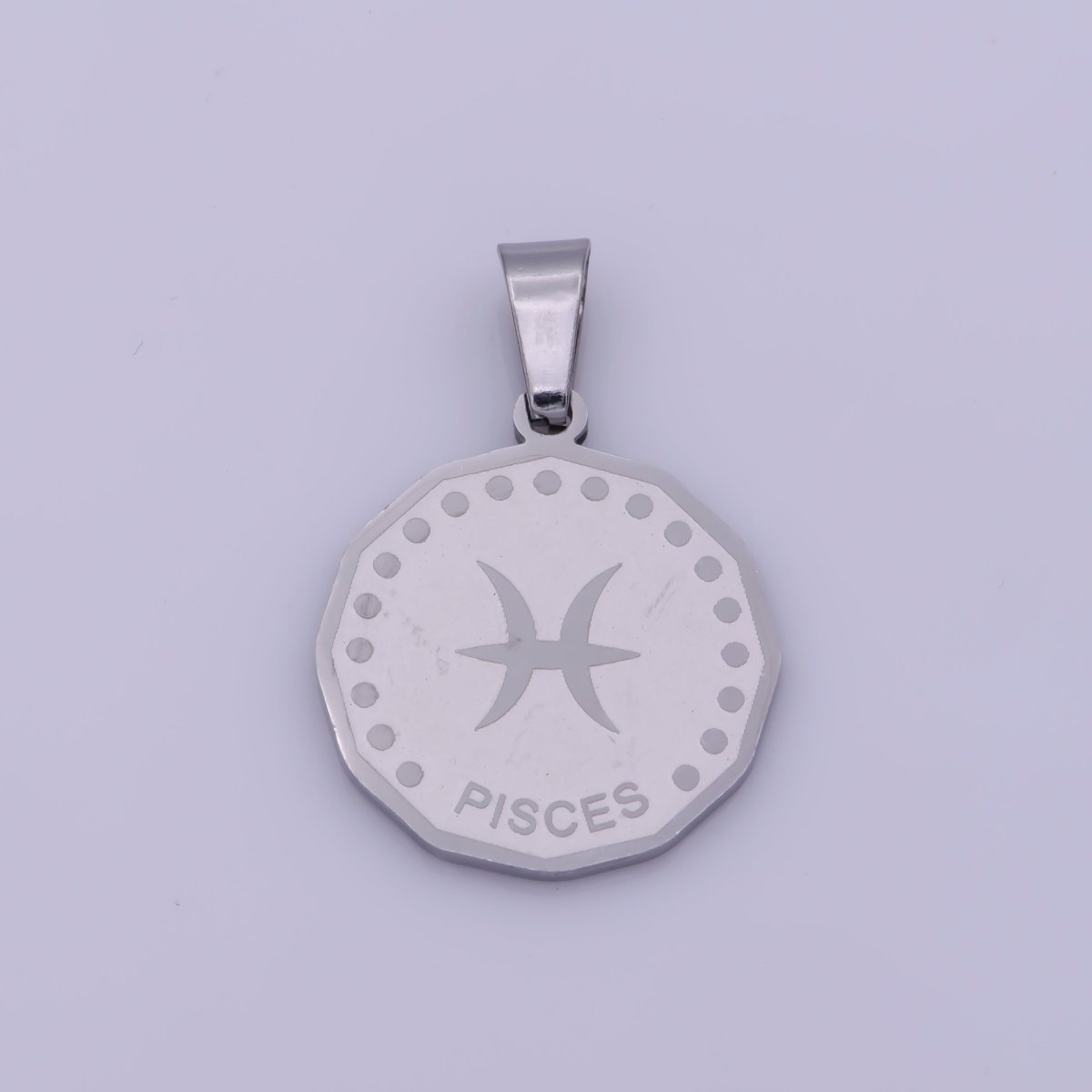 Stainless Steel Zodiac Horoscope Sign Silver Medallion Pendant | A-A1857-A-A1862