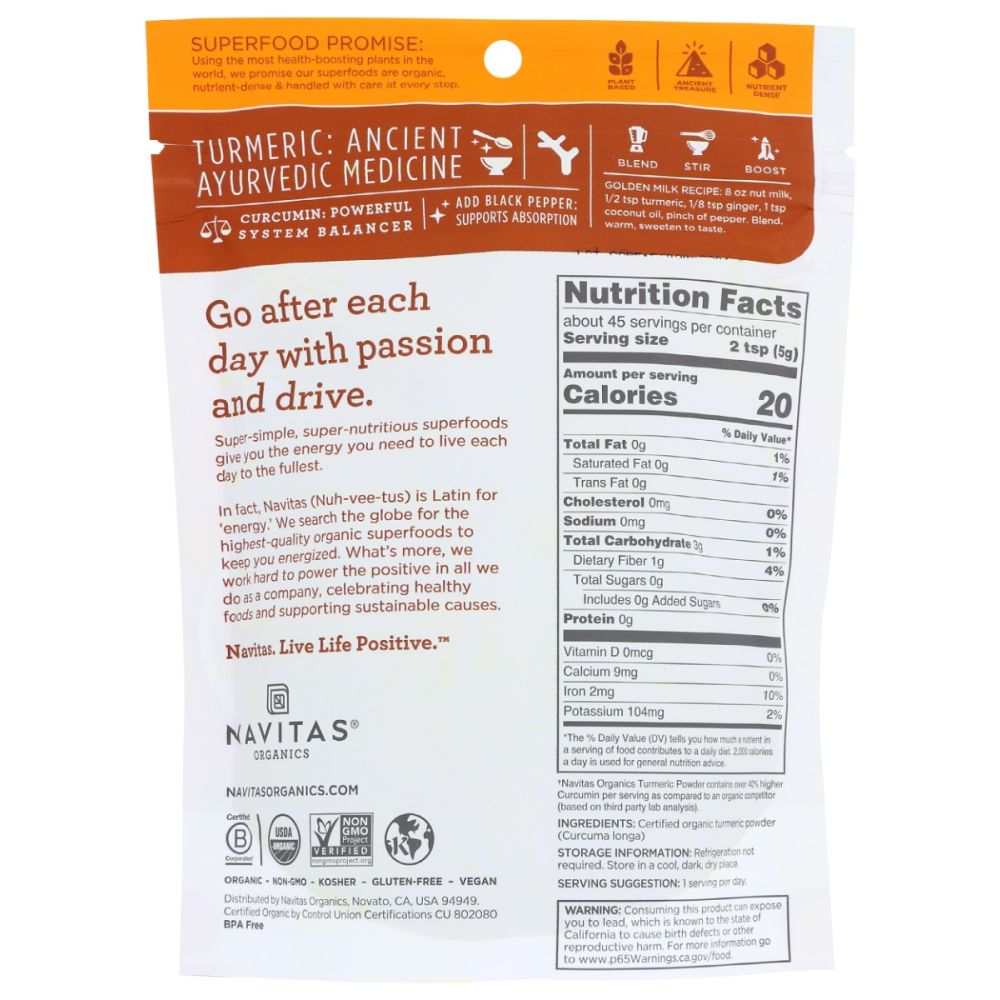 NAVITAS Organic Turmeric Powder, 8 oz