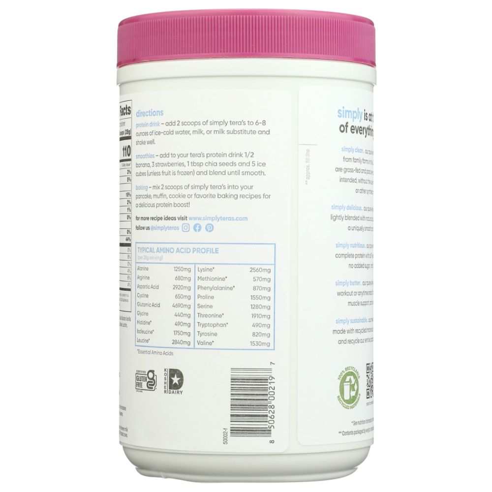 SIMPLY TERAS: Pure Whey Protein Bourbon Vanilla, 12 oz